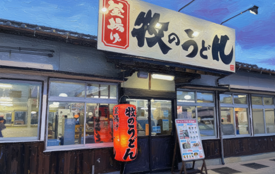 2025 ２月 仕事終わりの牧のうどん